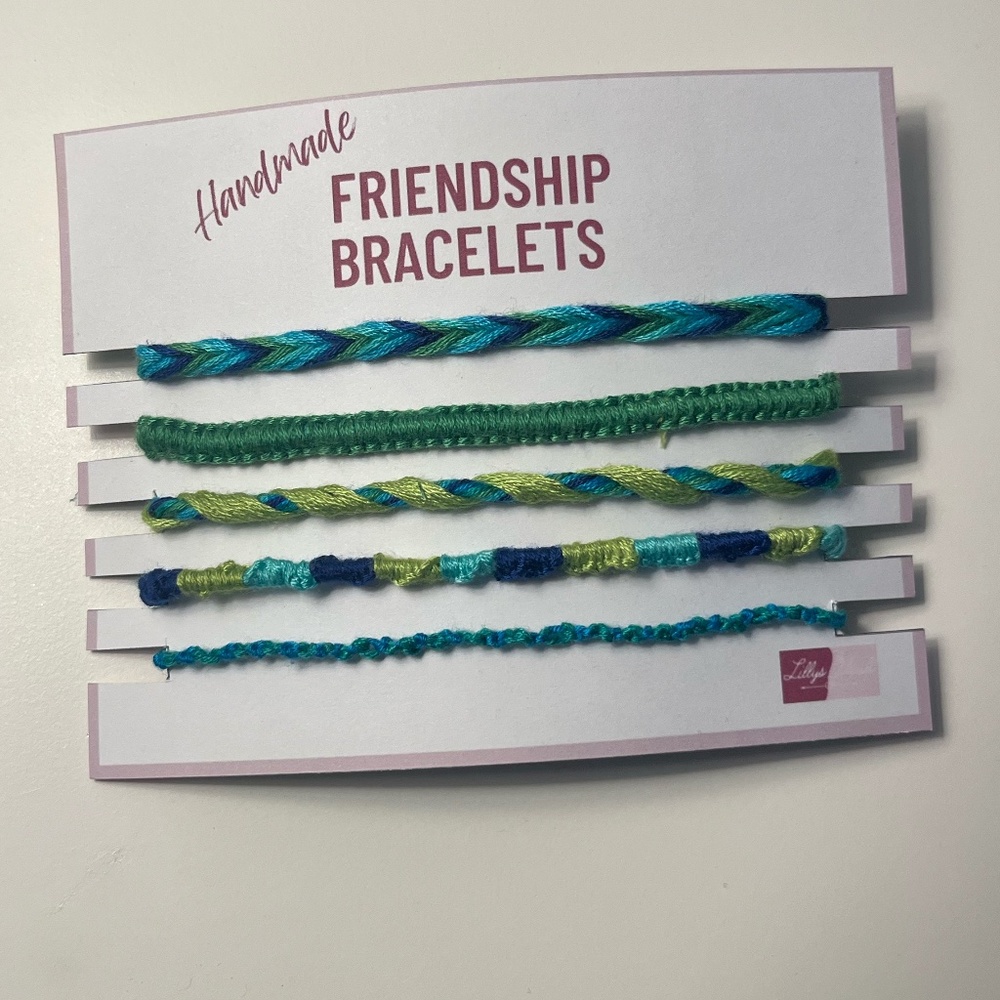 Handmade Woven Friendship Bracelets Blue/Green Bundle Of 5